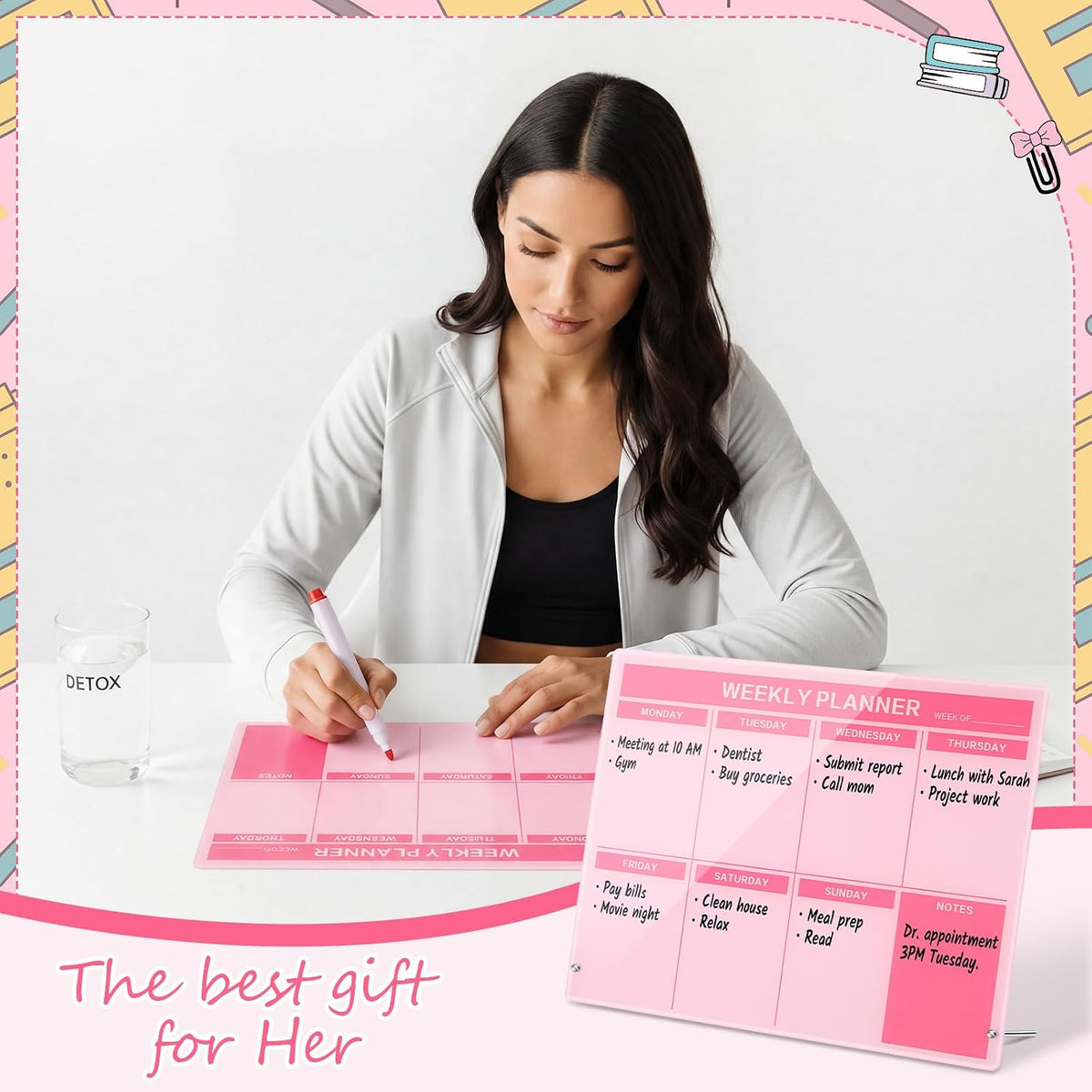 Desktop Weekly Planner Board, Sage Green