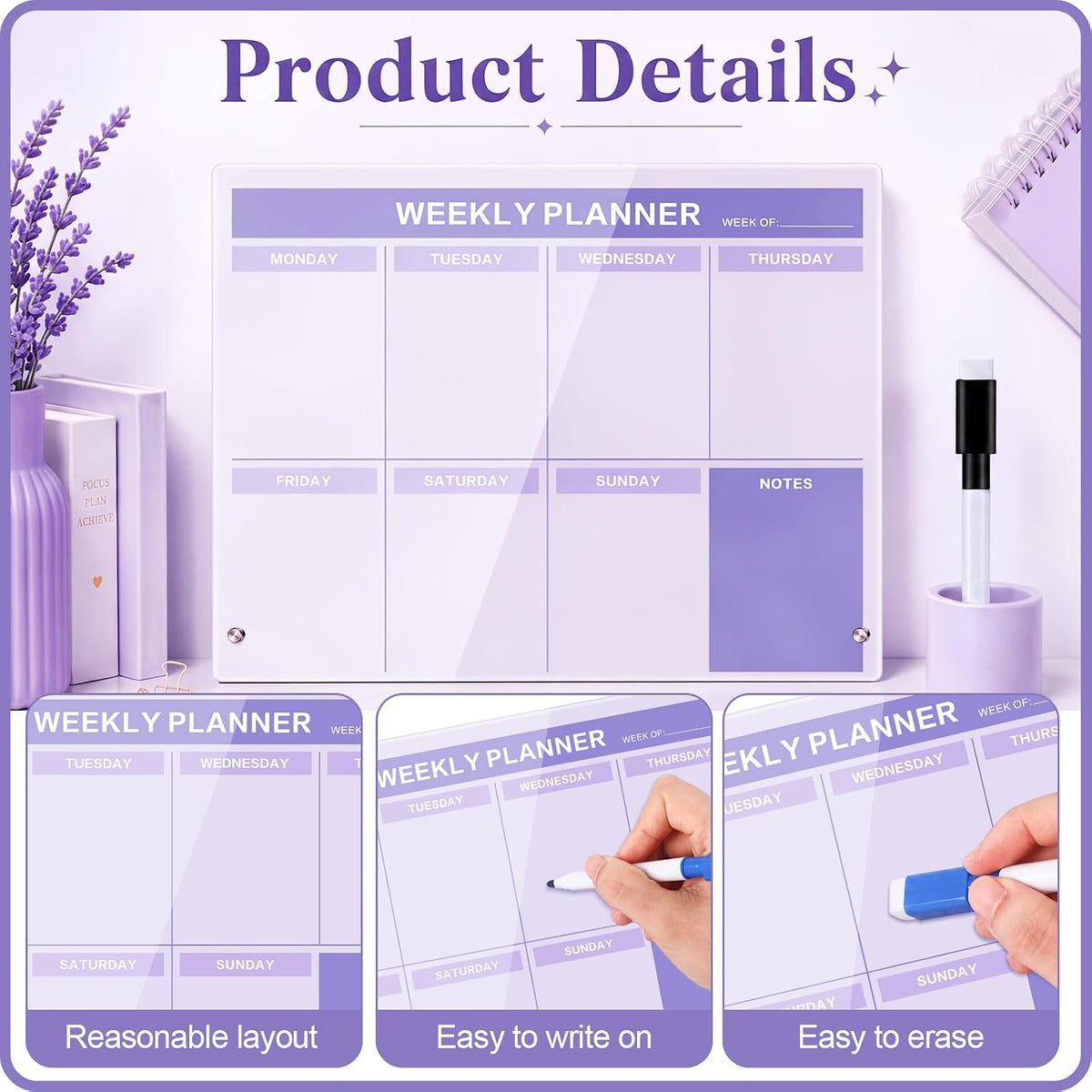 Desktop Weekly Planner Board, Sage Green