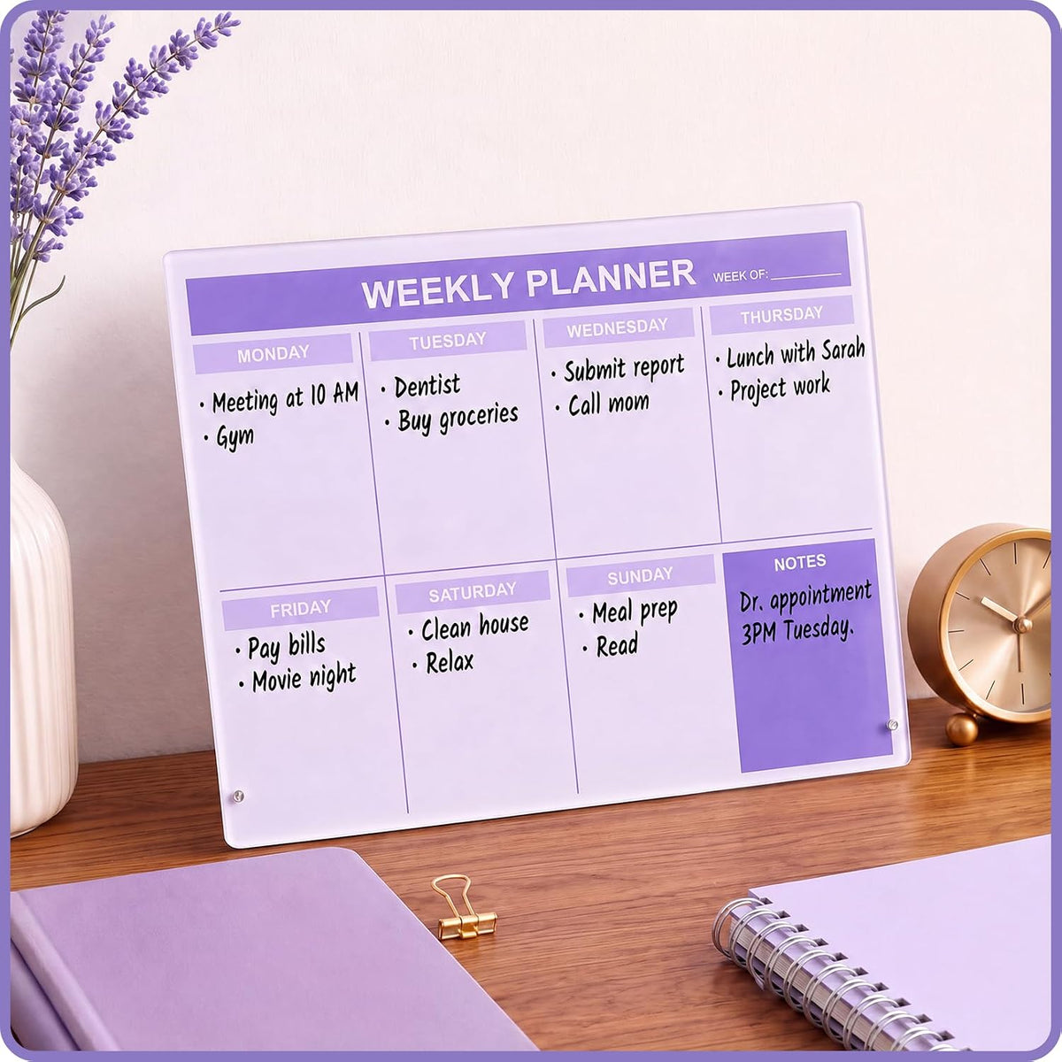 Desktop Weekly Planner Board, Sage Green