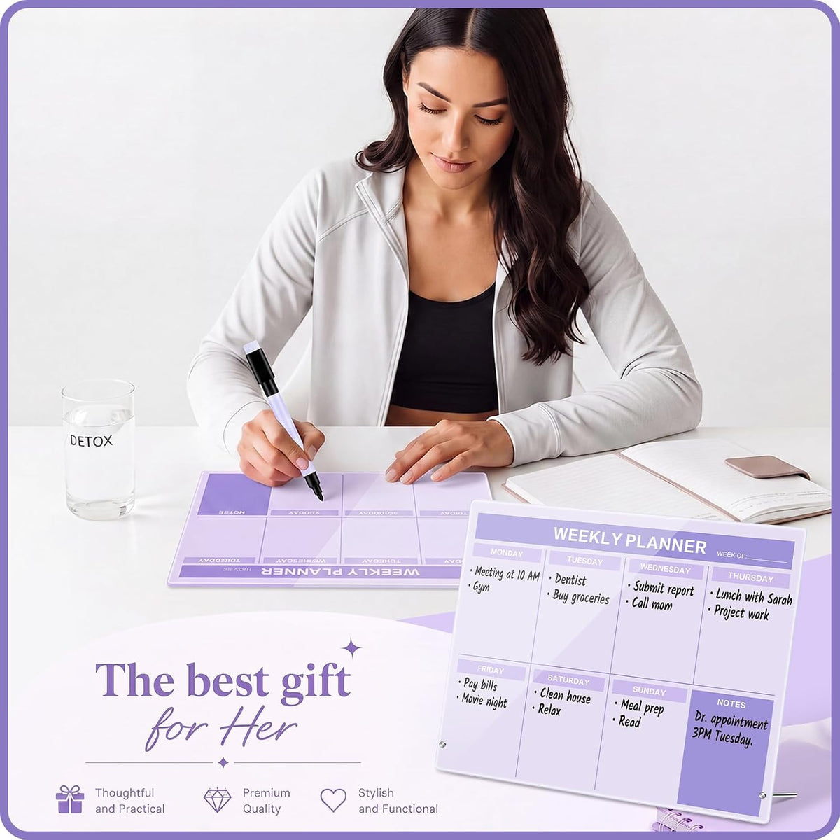Desktop Weekly Planner Board, Sage Green