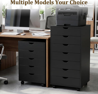 5 Drawer Rolling Storage Cabinet, Mobile File Cabinet for Office, White