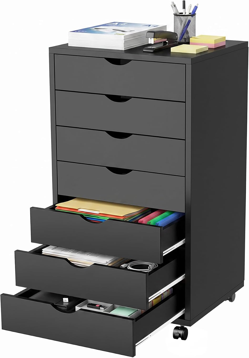 5 Drawer Rolling Storage Cabinet, Mobile File Cabinet for Office, White