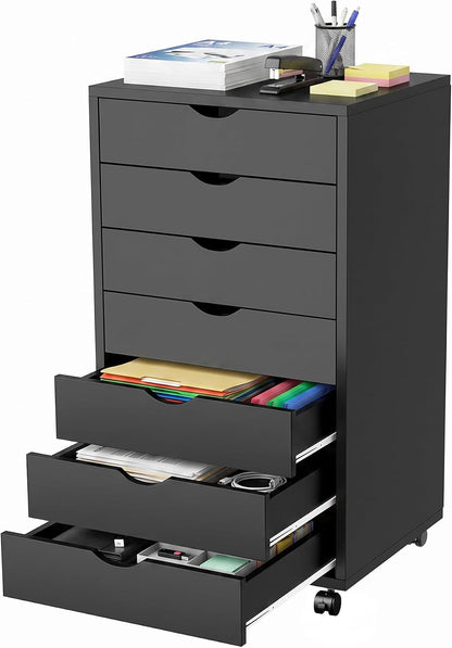 5 Drawer Rolling Storage Cabinet, Mobile File Cabinet for Office, White