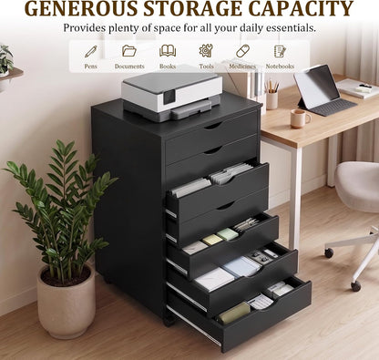5 Drawer Rolling Storage Cabinet, Mobile File Cabinet for Office, White