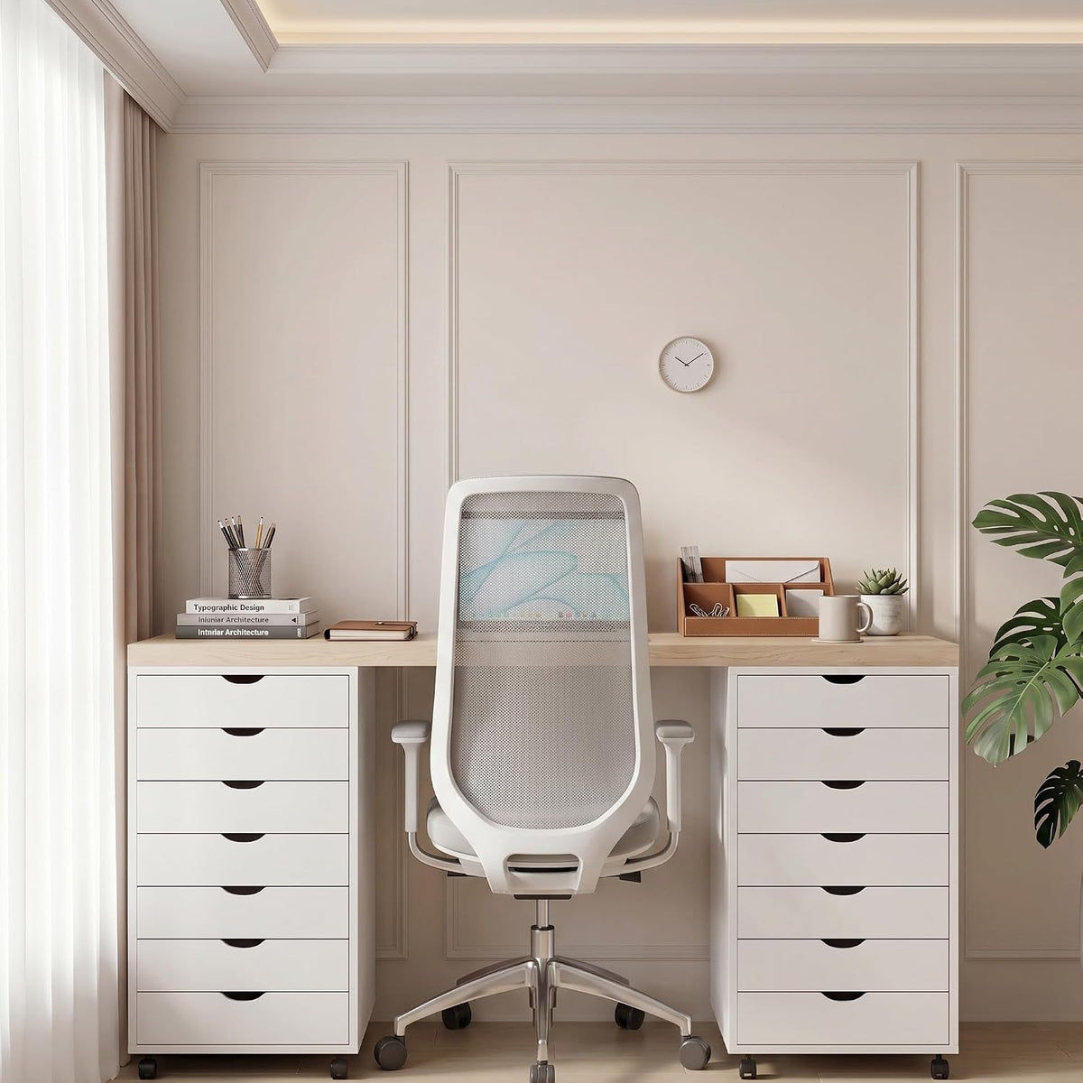 5 Drawer Rolling Storage Cabinet, Mobile File Cabinet for Office, White