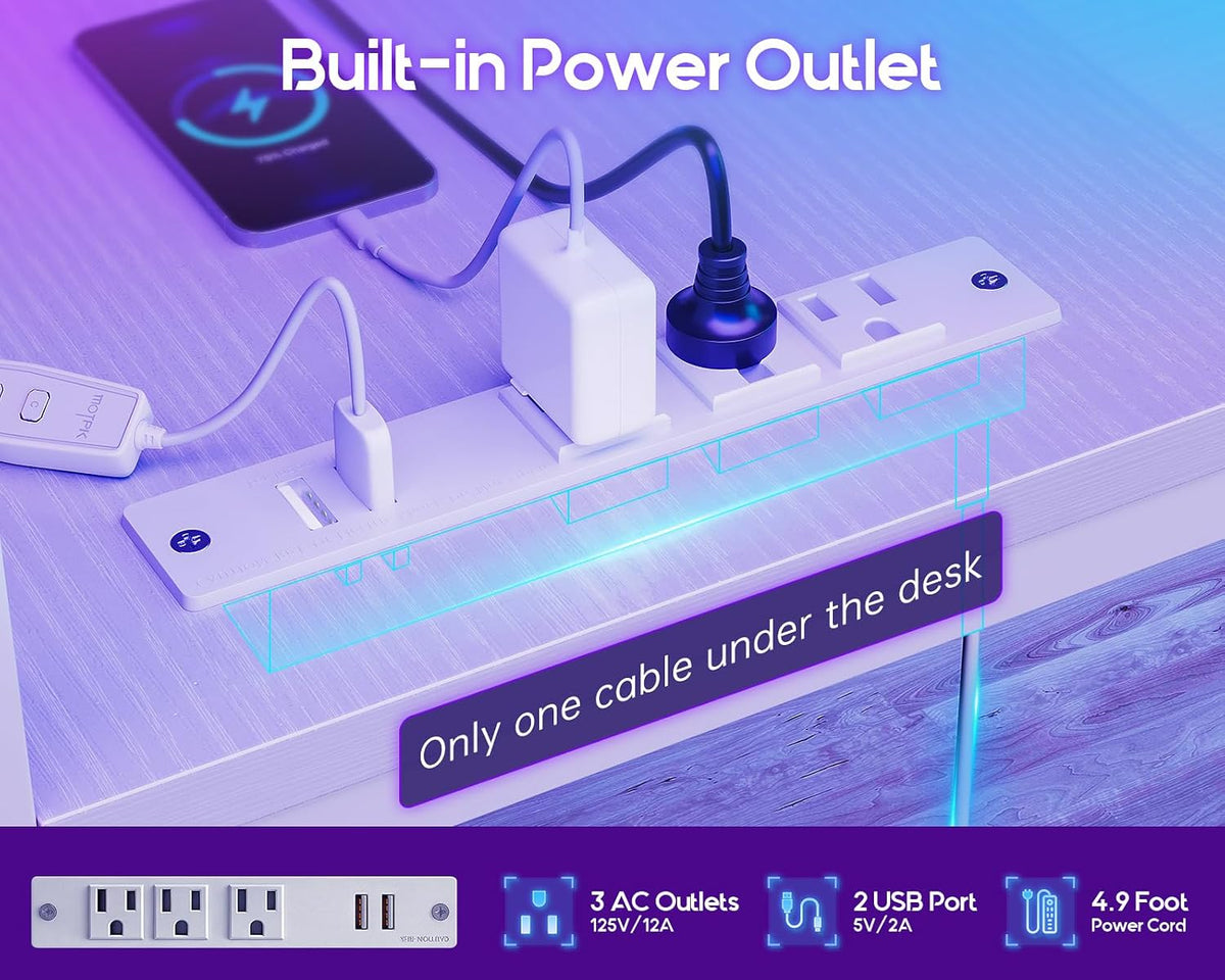43" L Shaped Gaming Desk with Shelf & 4 Drawers, Black
