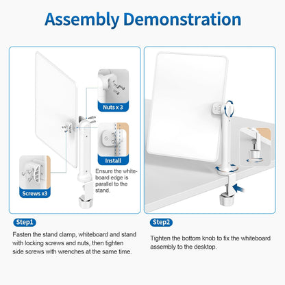16x12 Clamp-On Desk Whiteboard, Double Sided Magnetic Dry Erase Memo Board