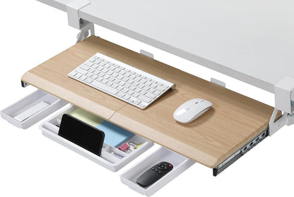 Under Desk Keyboard Tray with Metal Slide Rail, 26.8x11.8", Black