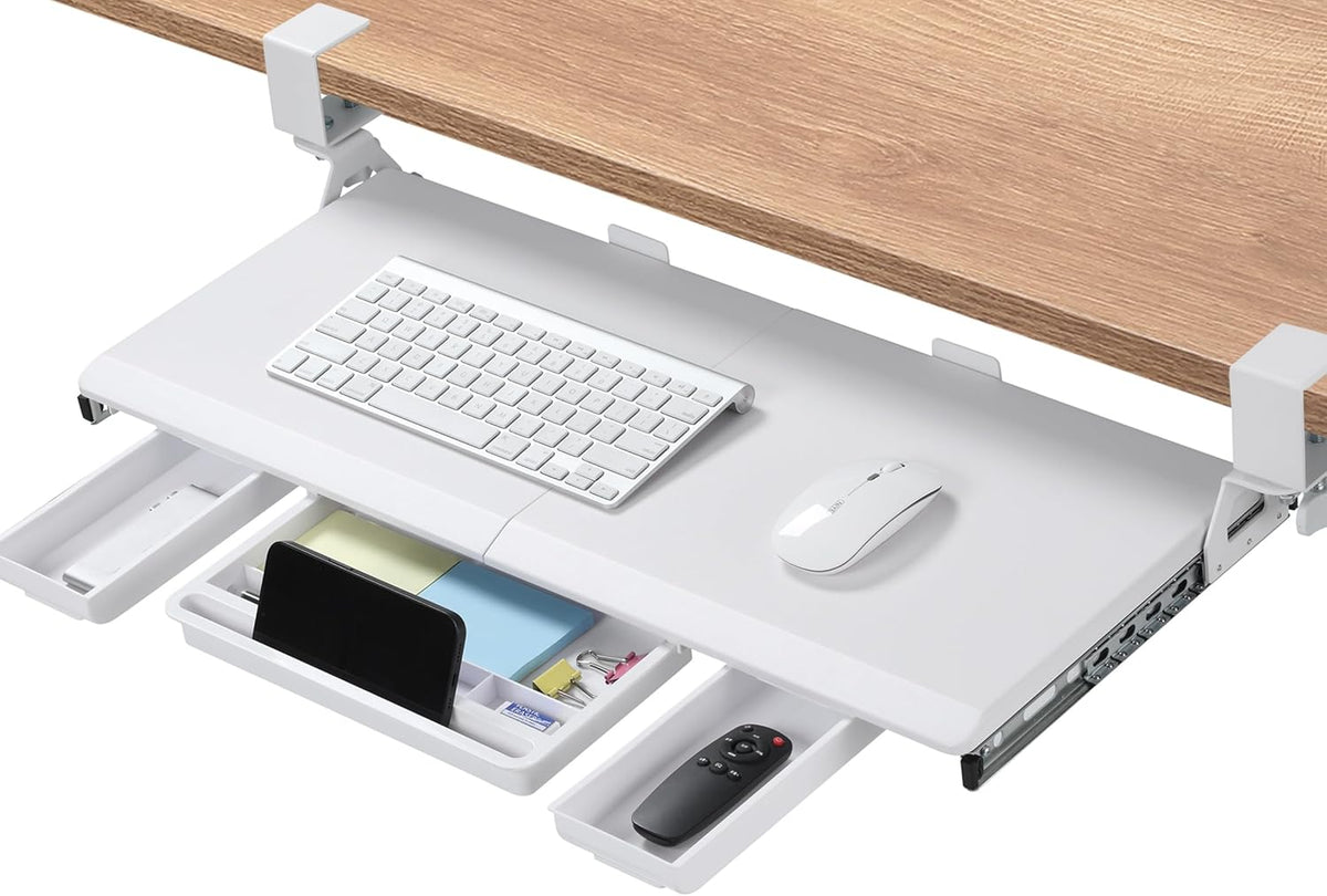 Under Desk Keyboard Tray with Metal Slide Rail, 26.8x11.8", Black