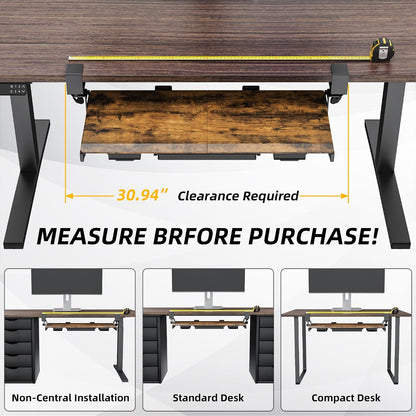 Under Desk Keyboard Tray with Metal Slide Rail, 26.8x11.8", Black