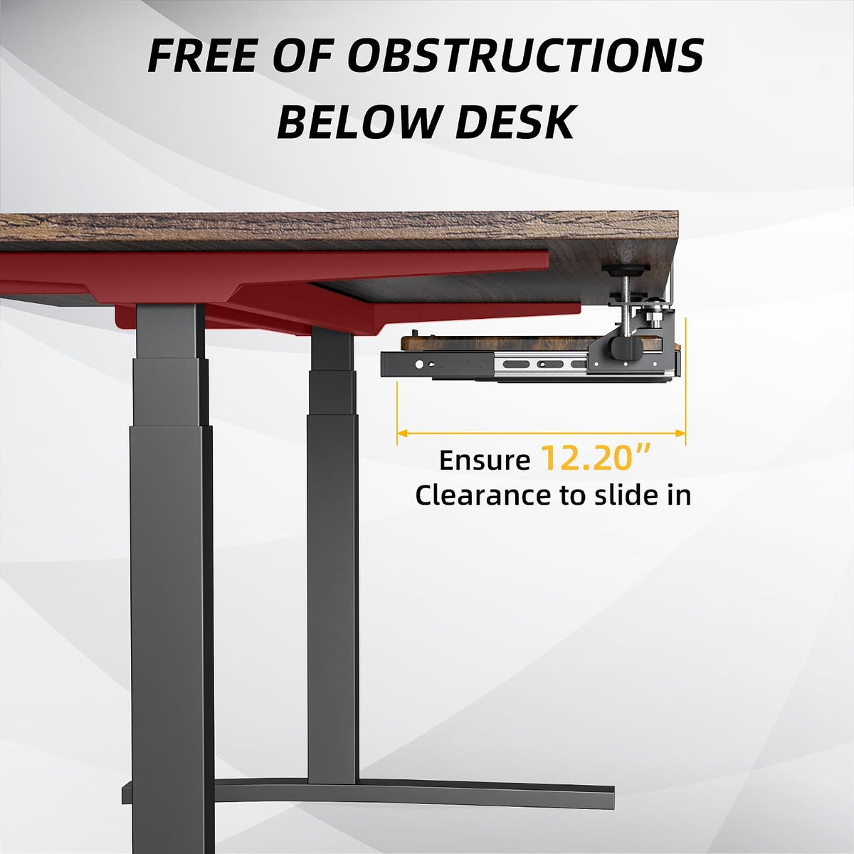 Under Desk Keyboard Tray with Metal Slide Rail, 26.8x11.8", Black