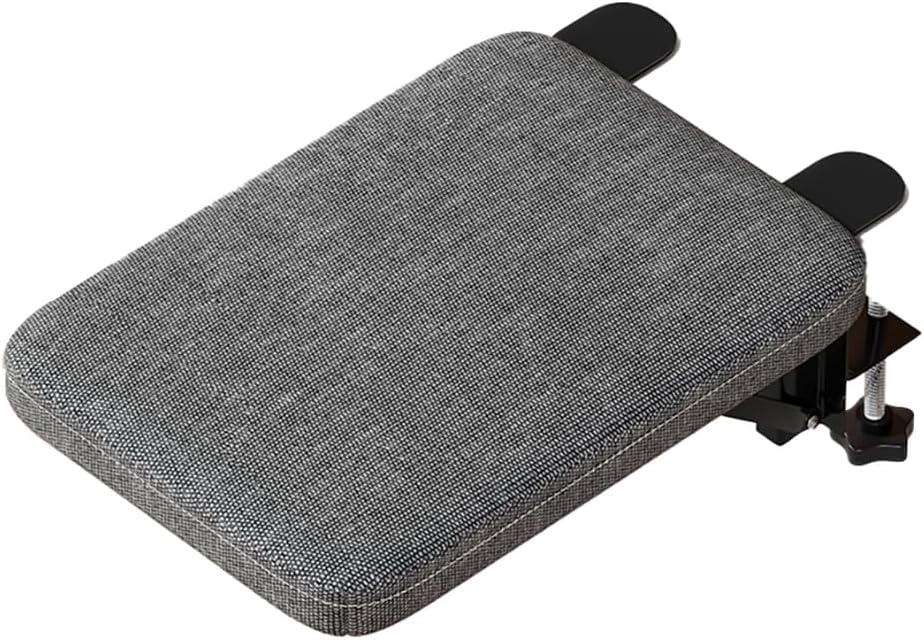 Foldable Armrest Desk Mount - Metal Support + Cushioned Pad for Wrist Relief, Ergonomic Workstation Accessory (Grey)