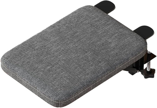 Foldable Armrest Desk Mount - Metal Support + Cushioned Pad for Wrist Relief, Ergonomic Workstation Accessory (Grey)