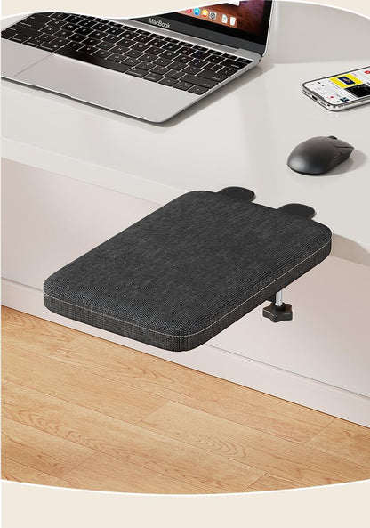Foldable Armrest Desk Mount - Metal Support + Cushioned Pad for Wrist Relief, Ergonomic Workstation Accessory (Grey)