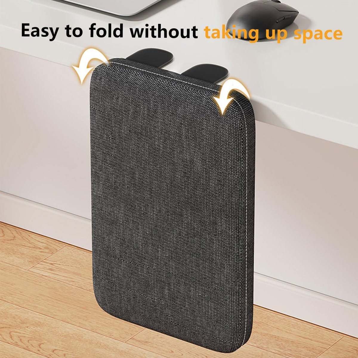 Foldable Armrest Desk Mount - Metal Support + Cushioned Pad for Wrist Relief, Ergonomic Workstation Accessory (Grey)