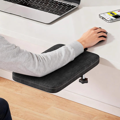 Foldable Armrest Desk Mount - Metal Support + Cushioned Pad for Wrist Relief, Ergonomic Workstation Accessory (Grey)