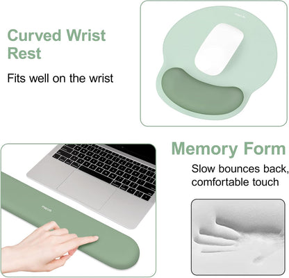 Wrist Rest Support for Mouse Pad&Keyboard Set, Antique Green