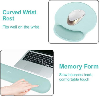Wrist Rest Support for Mouse Pad&Keyboard Set, Antique Green