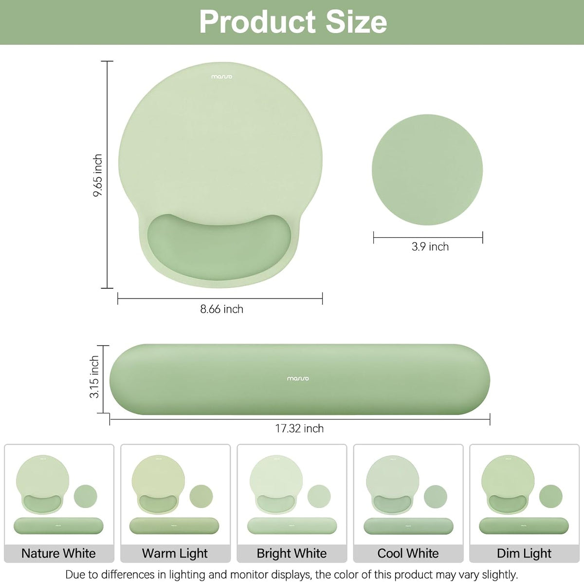 Wrist Rest Support for Mouse Pad&Keyboard Set, Antique Green