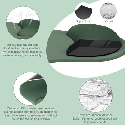Wrist Rest Support for Mouse Pad&Keyboard Set, Antique Green