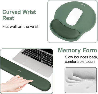 Wrist Rest Support for Mouse Pad&Keyboard Set, Antique Green