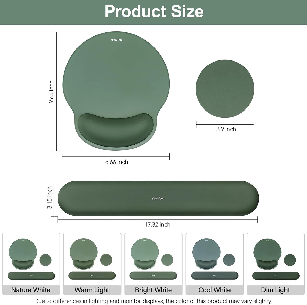Wrist Rest Support for Mouse Pad&Keyboard Set, Antique Green