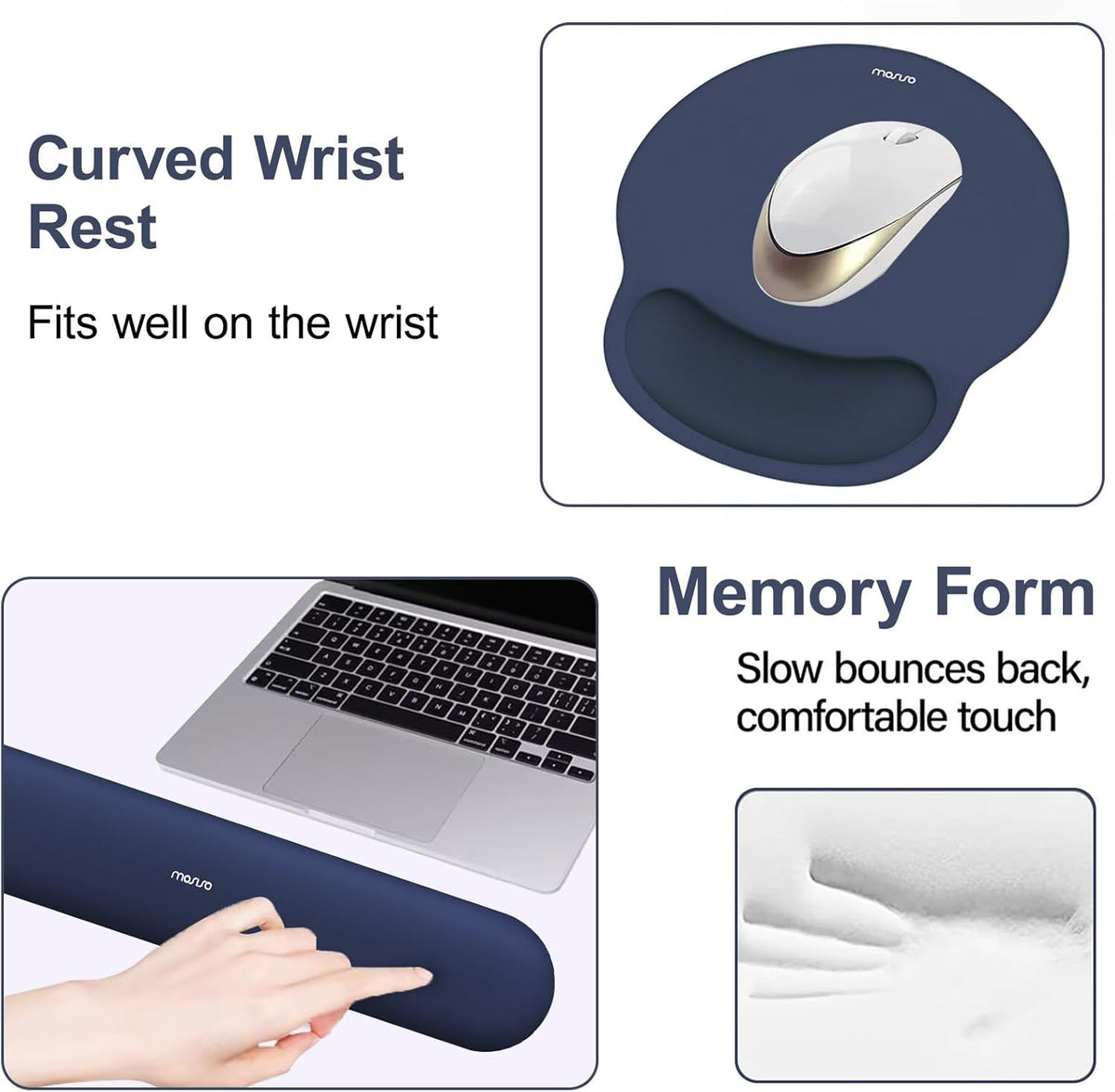 Wrist Rest Support for Mouse Pad&Keyboard Set, Antique Green