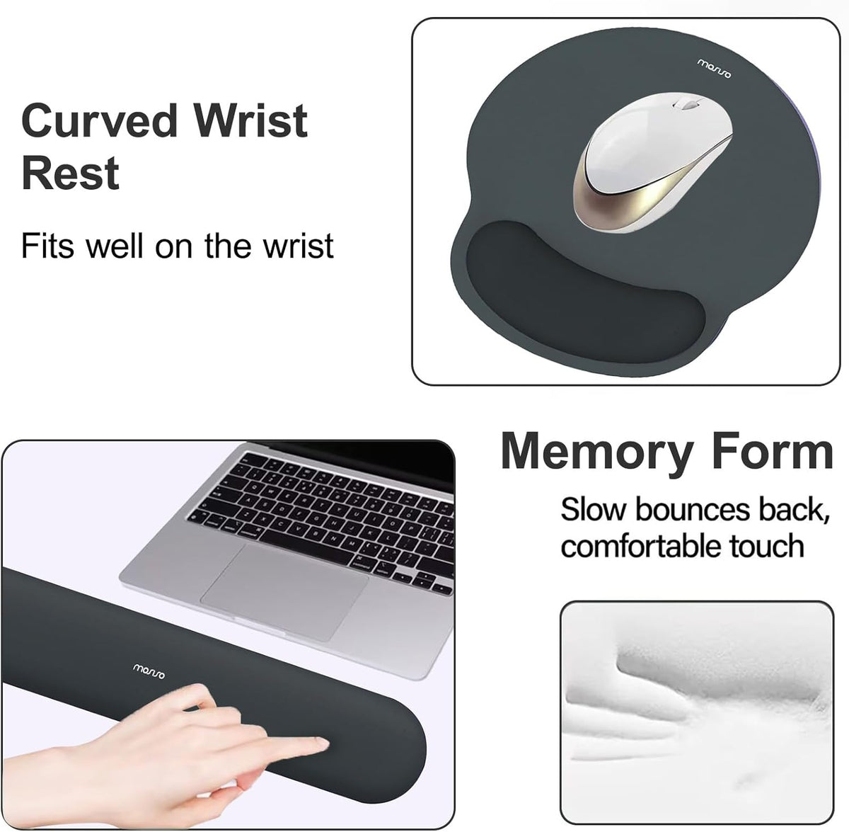 Wrist Rest Support for Mouse Pad&Keyboard Set, Antique Green