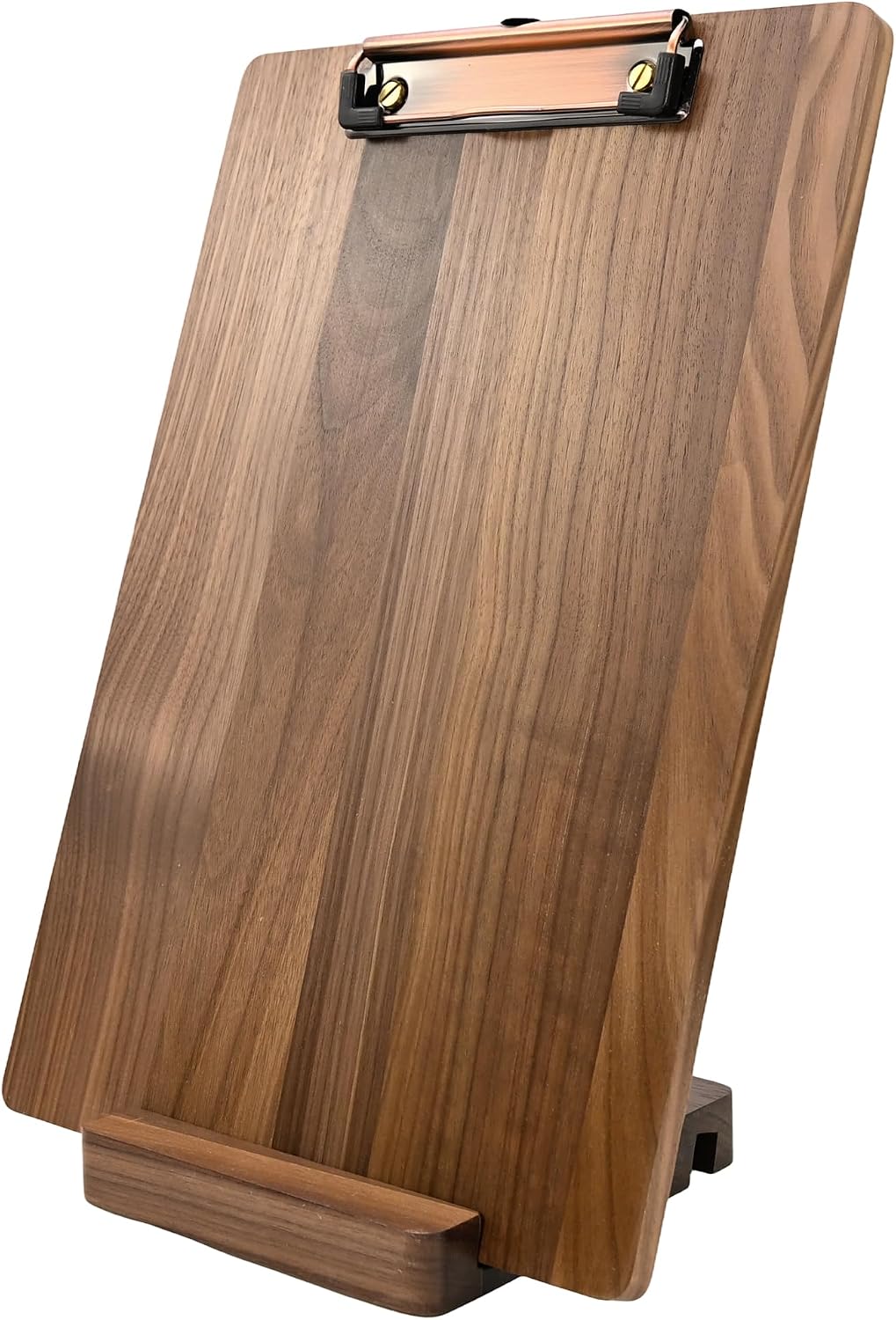 Walnut Wood Clipboard, Small Clip Board with Tabletop Stand, 0.88Lbs, 9*6.3 in, Smooth Edges, Idea for Menu and Small Memos Display for Coffee Shops, Bar, Office, Restaurant, Countertops, Self-Service