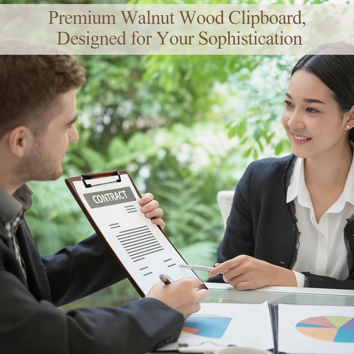 Walnut Wood Clipboard, Small Clip Board with Tabletop Stand, 0.88Lbs, 9*6.3 in, Smooth Edges, Idea for Menu and Small Memos Display for Coffee Shops, Bar, Office, Restaurant, Countertops, Self-Service