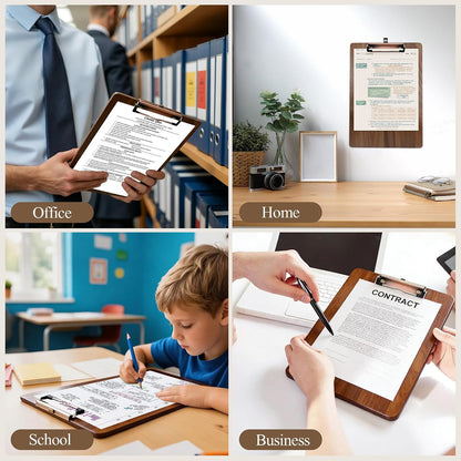 Walnut Wood Clipboard, Small Clip Board with Tabletop Stand, 0.88Lbs, 9*6.3 in, Smooth Edges, Idea for Menu and Small Memos Display for Coffee Shops, Bar, Office, Restaurant, Countertops, Self-Service