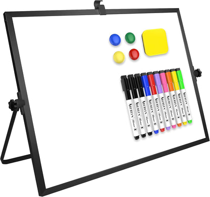 Magnetic Dry Erase White Board with Stand, 16" x 12" Desktop White Board
