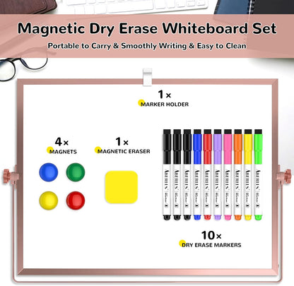 Magnetic Dry Erase White Board with Stand, 16" x 12" Desktop White Board