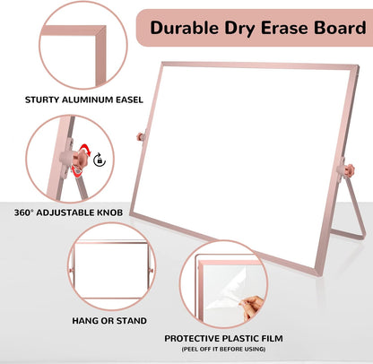 Magnetic Dry Erase White Board with Stand, 16" x 12" Desktop White Board