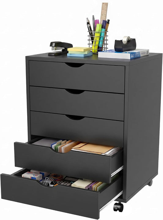5 Drawer Mobile File Cabinet, Under Desk Storage Cabinet with Wheels