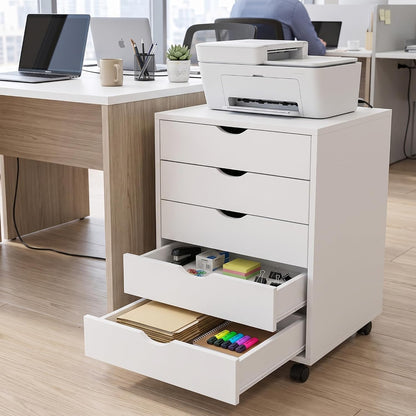 5 Drawer Mobile File Cabinet, Under Desk Storage Cabinet with Wheels