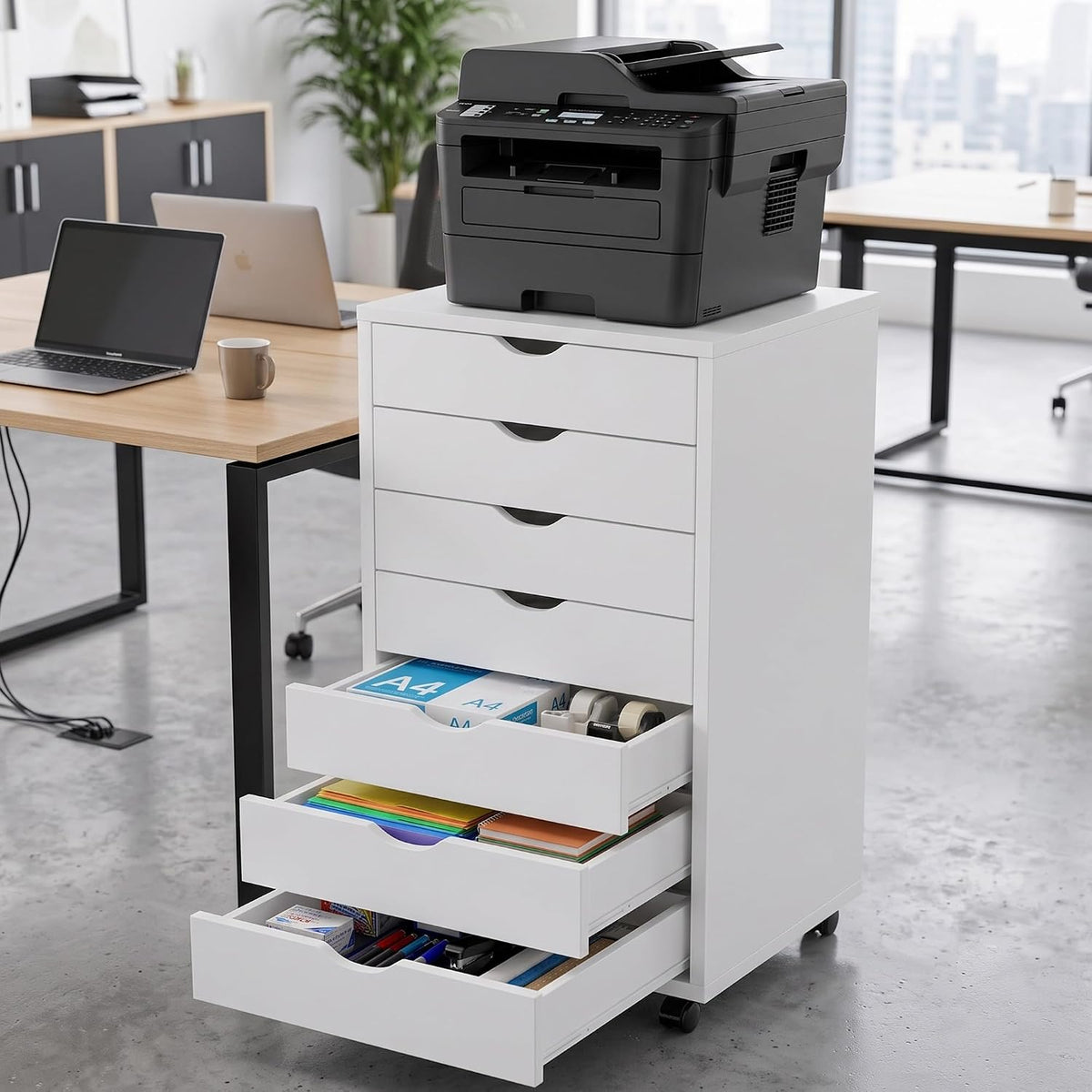 5 Drawer Mobile File Cabinet, Under Desk Storage Cabinet with Wheels