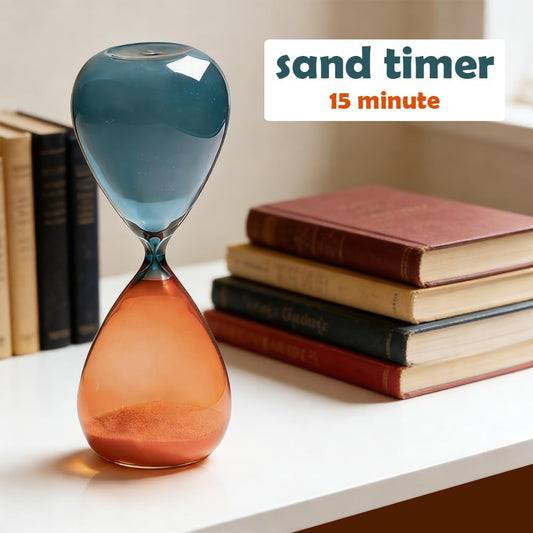 Sand Timer 15 Minutes, Two-Color Combination Hourglass Timer, Visual Timers for Kids Training, Sand Timers for Classroom, Home, Desk, Office Decorative