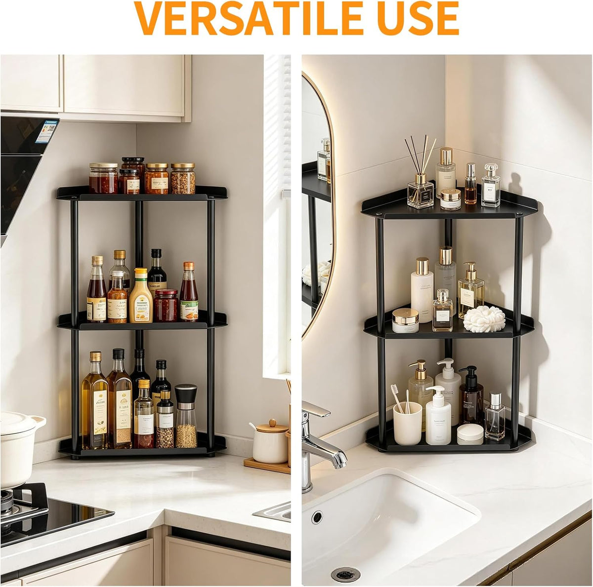 3 Tier Bathroom Counter Organizer, Vanity Organizer Corner Shelf