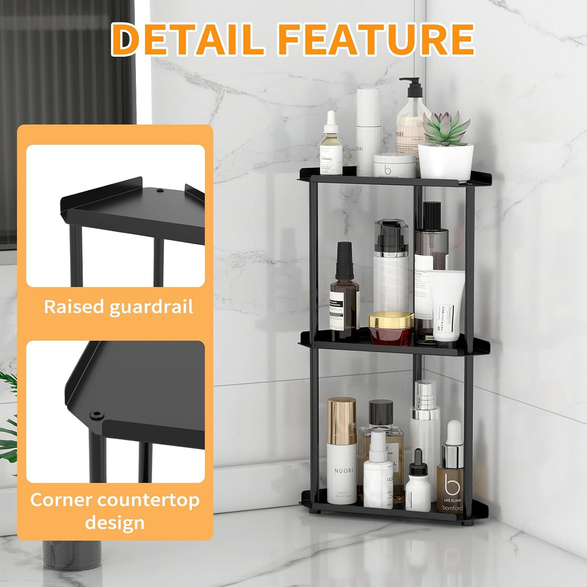 3 Tier Bathroom Counter Organizer, Vanity Organizer Corner Shelf