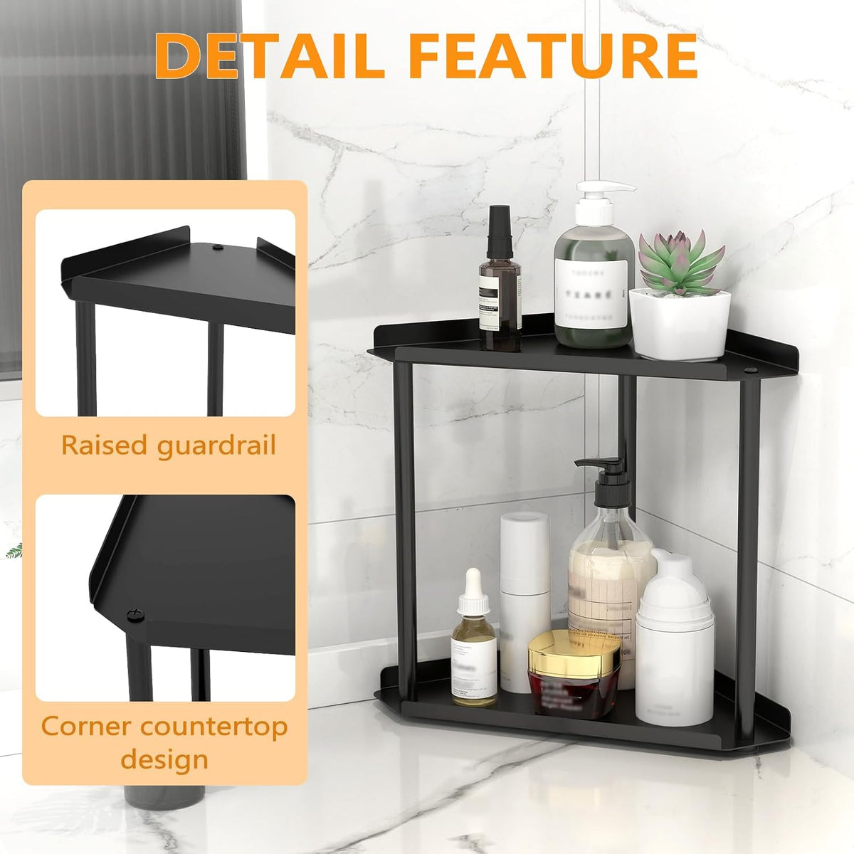 3 Tier Bathroom Counter Organizer, Vanity Organizer Corner Shelf