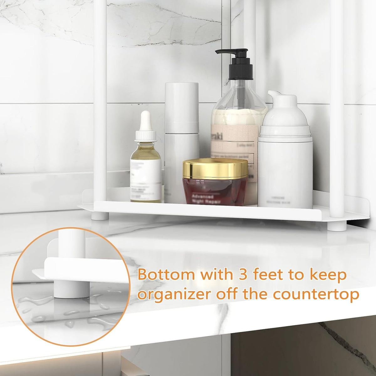 3 Tier Bathroom Counter Organizer, Vanity Organizer Corner Shelf