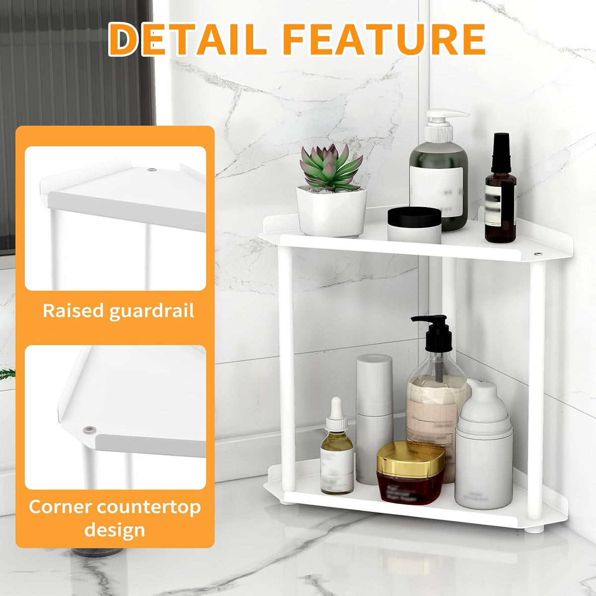 3 Tier Bathroom Counter Organizer, Vanity Organizer Corner Shelf