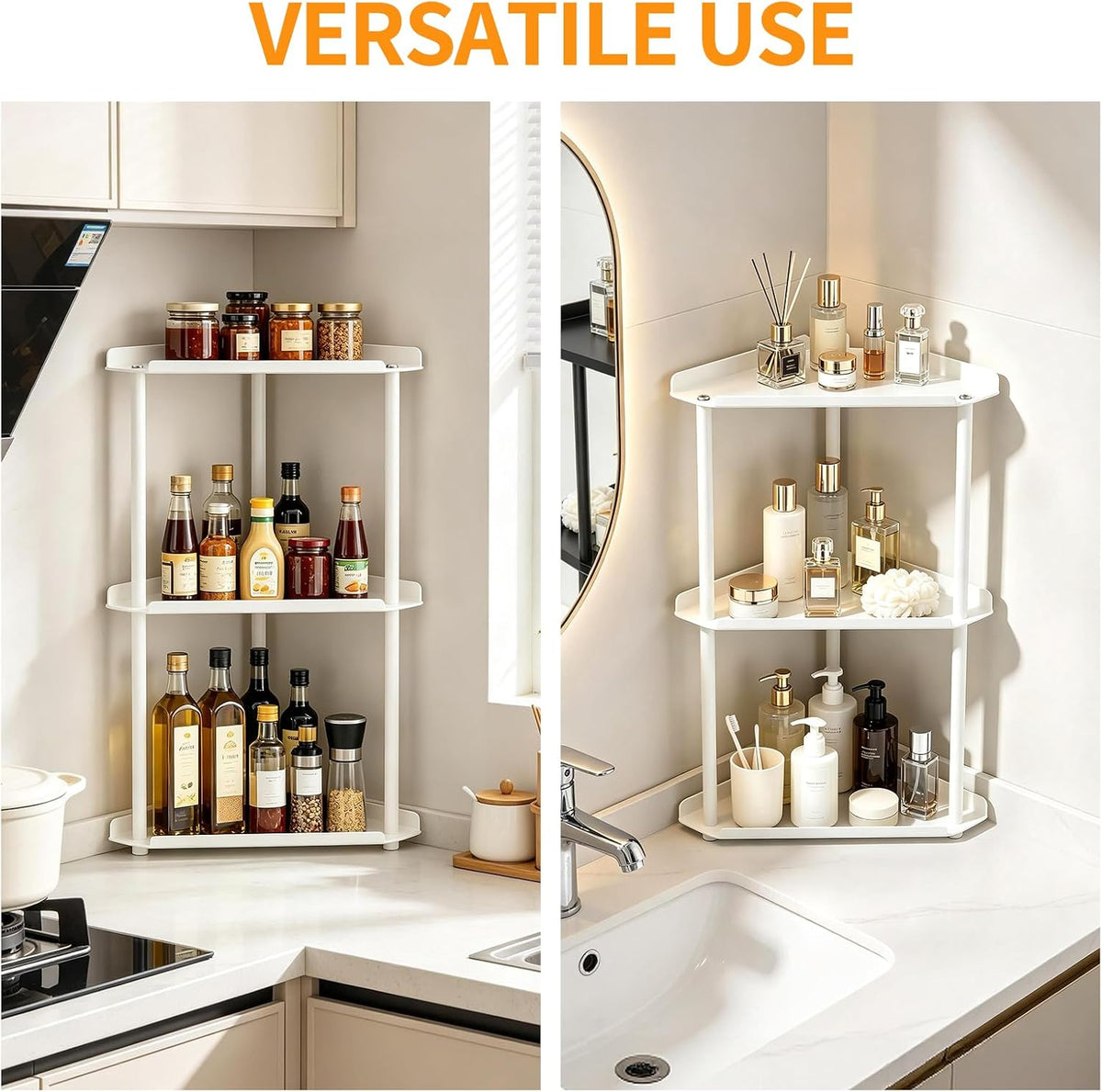 3 Tier Bathroom Counter Organizer, Vanity Organizer Corner Shelf