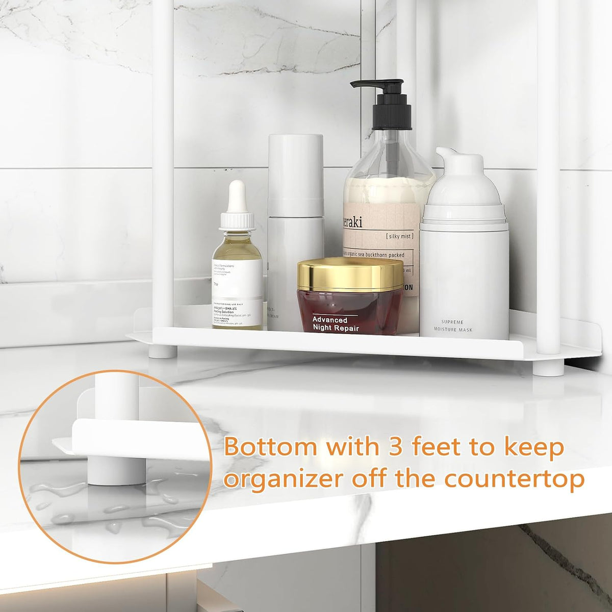 3 Tier Bathroom Counter Organizer, Vanity Organizer Corner Shelf