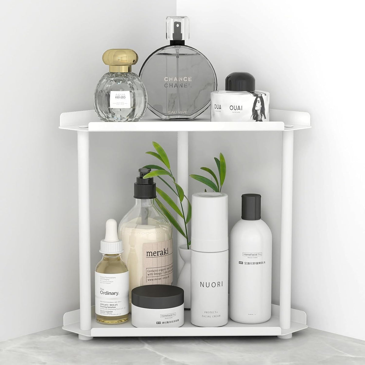 Corner Bathroom Counter Organizer, Bathroom Organizer Countertop White