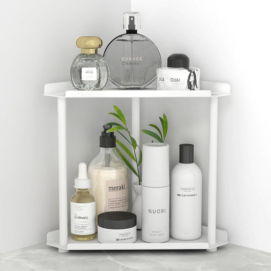 Corner Bathroom Counter Organizer, Bathroom Organizer Countertop White