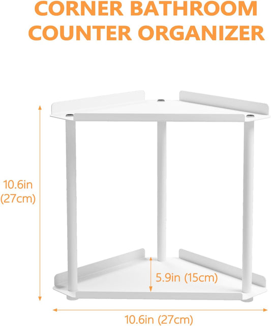 Corner Bathroom Counter Organizer, Bathroom Organizer Countertop White