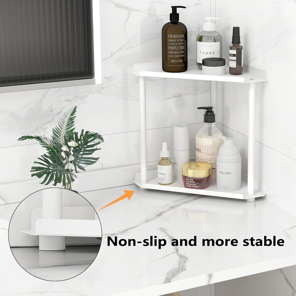Corner Bathroom Counter Organizer, Bathroom Organizer Countertop White