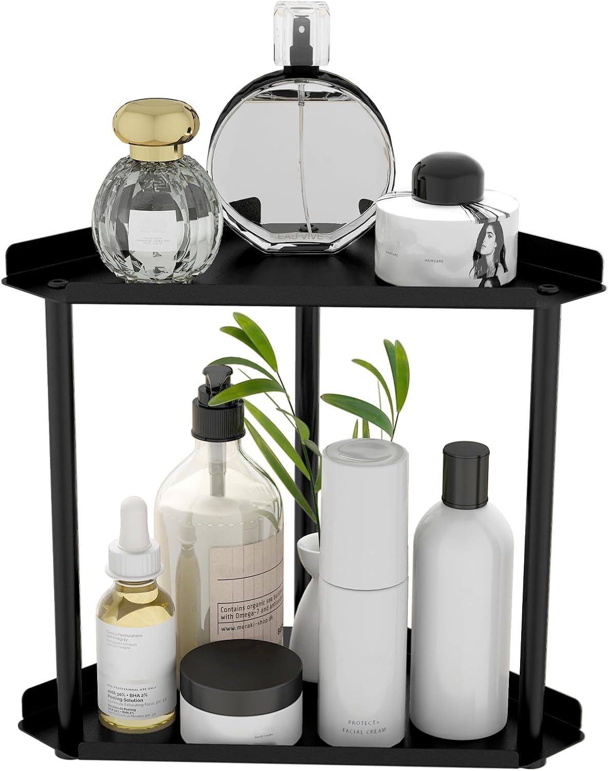 Corner Bathroom Counter Organizer, Bathroom Organizer Countertop White